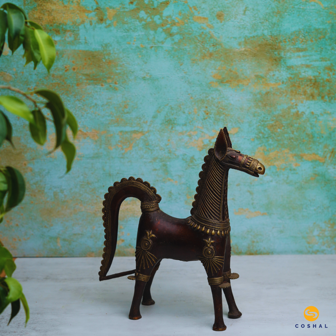 Brass Horse Showpiece | Best for table decor | Bastar Dhokra Art | Room Decor | Coshal | CD77 2