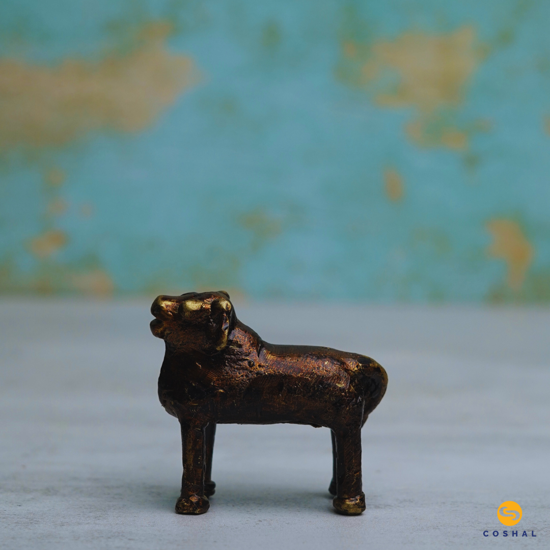 Brass Kamdhenu Cow and Calf Statue | Bastar Dhokra Art | Room Decor | Coshal | CD66 3