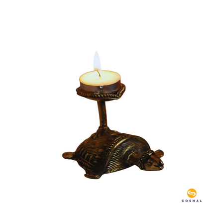 Brass Tortoise Tealight Candle Holder | Best for table decor Bastar Dhokra Art | Antique Decor | | Coshal | CD79 3