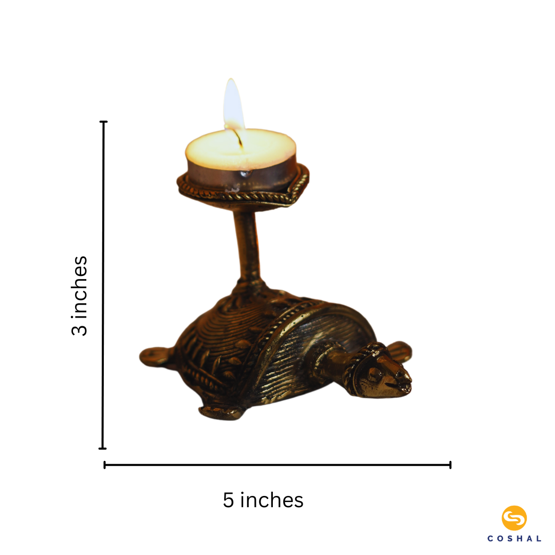 Brass Tortoise Tealight Candle Holder | Best for table decor Bastar Dhokra Art | Antique Decor | | Coshal | CD79 5