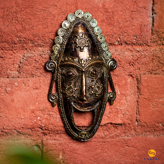 Brass Wall Mask | Best for wall decor |Bastar Dhokra Art | Room Decor | Wall art for Living Room| Coshal | CD73 1