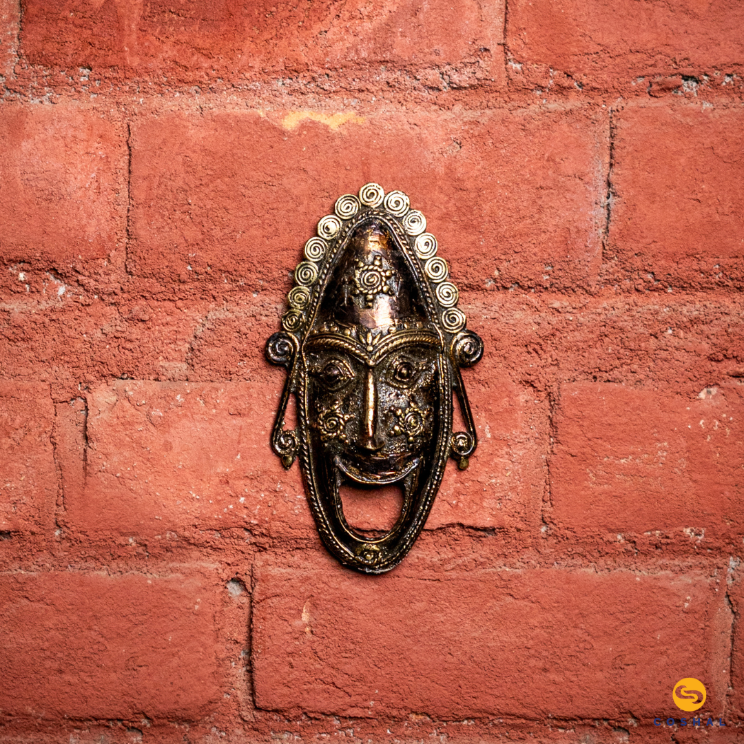 Brass Wall Mask | Best for wall decor |Bastar Dhokra Art | Room Decor | Wall art for Living Room| Coshal | CD73 2