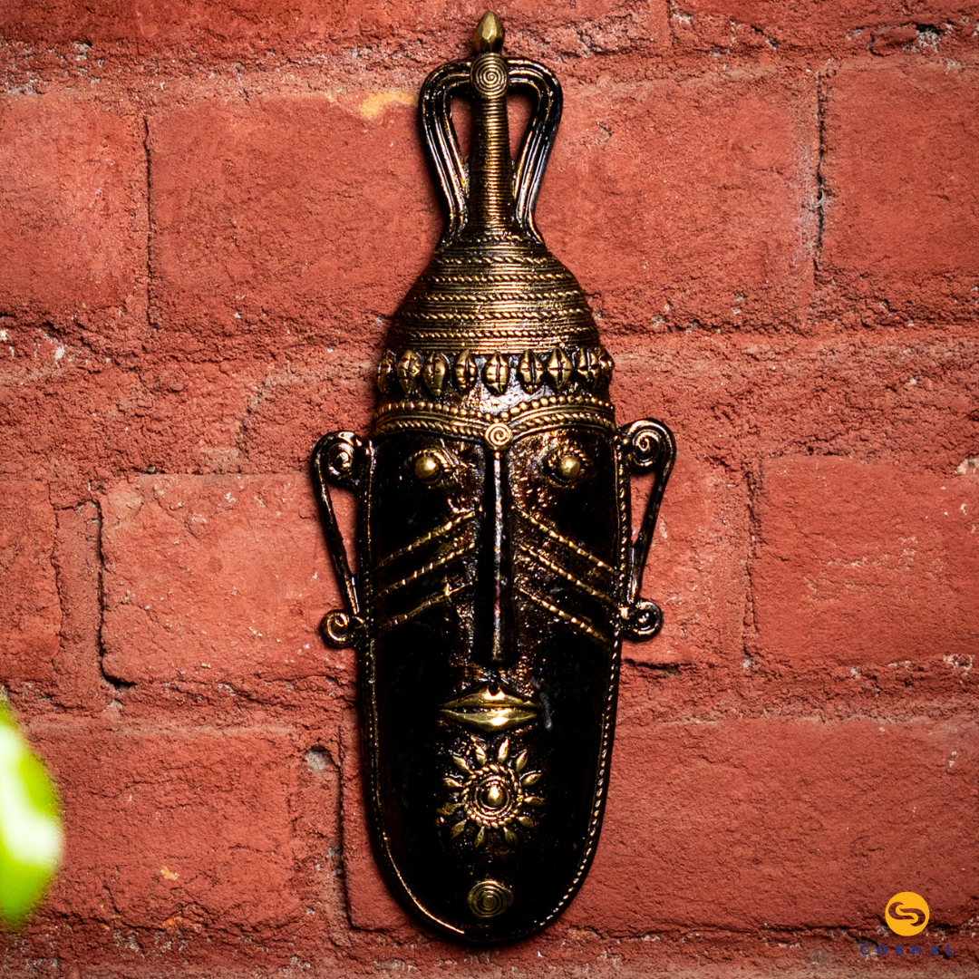 Brass Wall Mask | Best for wall decor| Bastar Dhokra Art | Room Decor | Wall art for Living Room| Coshal | CD74 2