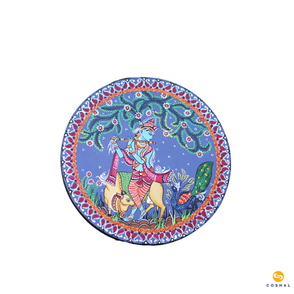 Krishna With Cow Wall Plates | Pattachitra | Best for wall decor | Coshal | WD22