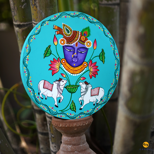 Handpainted Lord Shrinath Jii Wall Plates | Pattachitra | Best for wall decor | Coshal | WD19