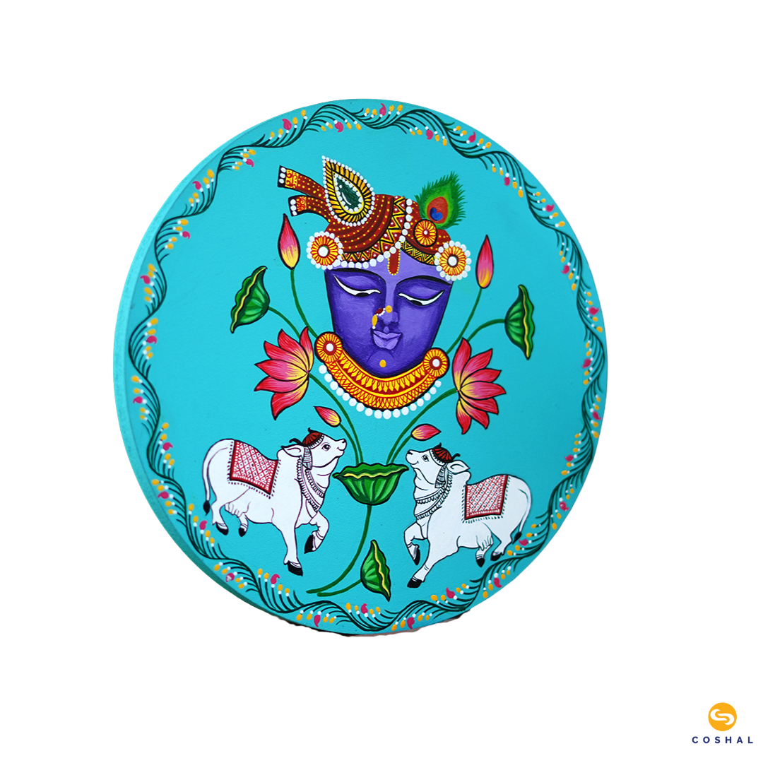 Handpainted Lord Shrinath Jii Wall Plates | Pattachitra | Best for wall decor | Coshal | WD19