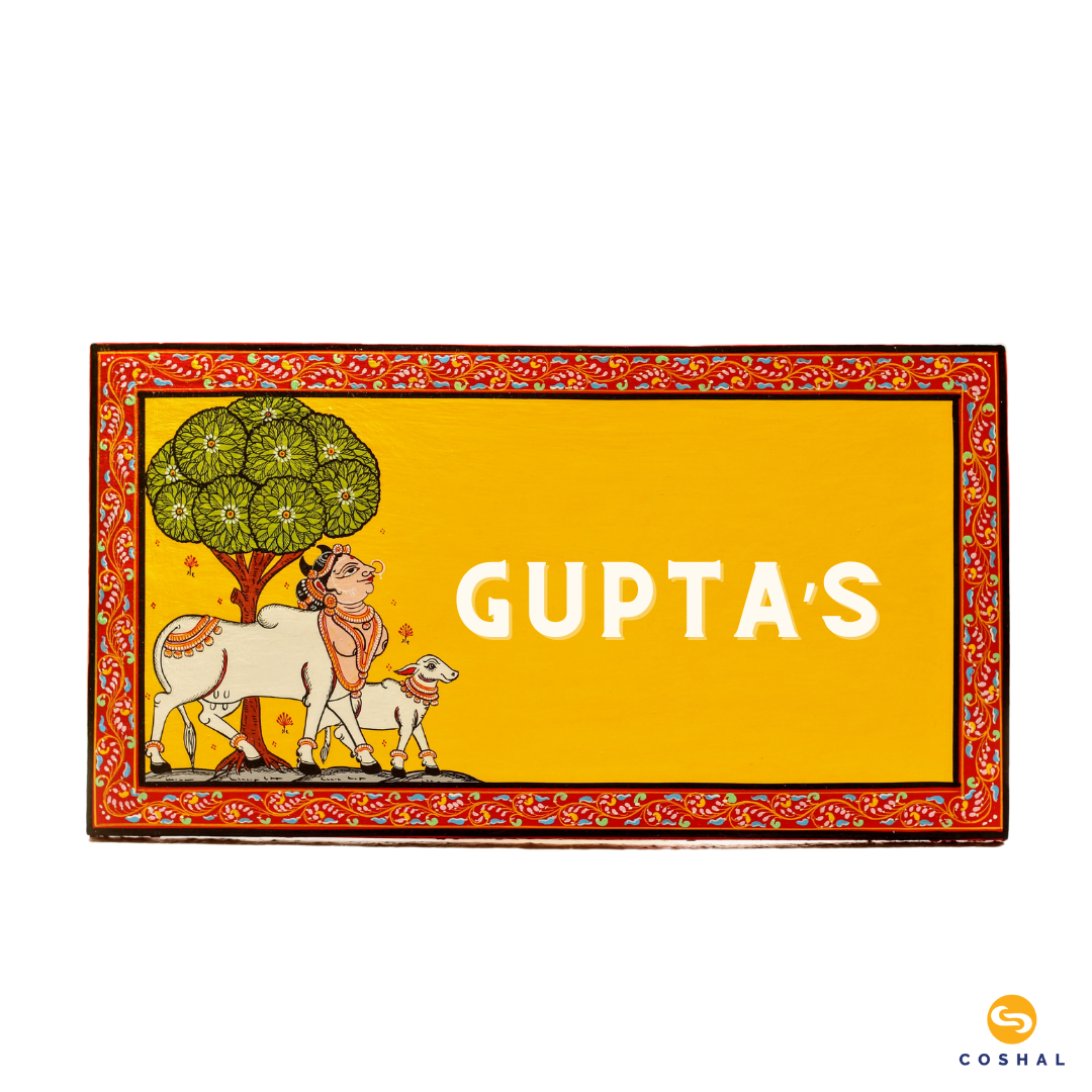 Cow and Calf Pattachitra Custom Name plates | Wooden Pattachitra Nameplates | NM03 2