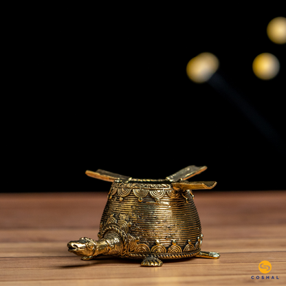 Dhokra Brass Handmade Ash Tray | Turtle Shaped | Coshal | CD86 1