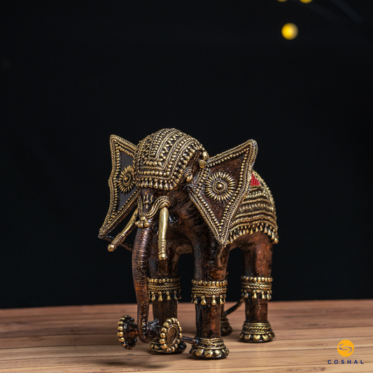 Brass Dhokra Handcrafted Elephant | Coshal | CD90