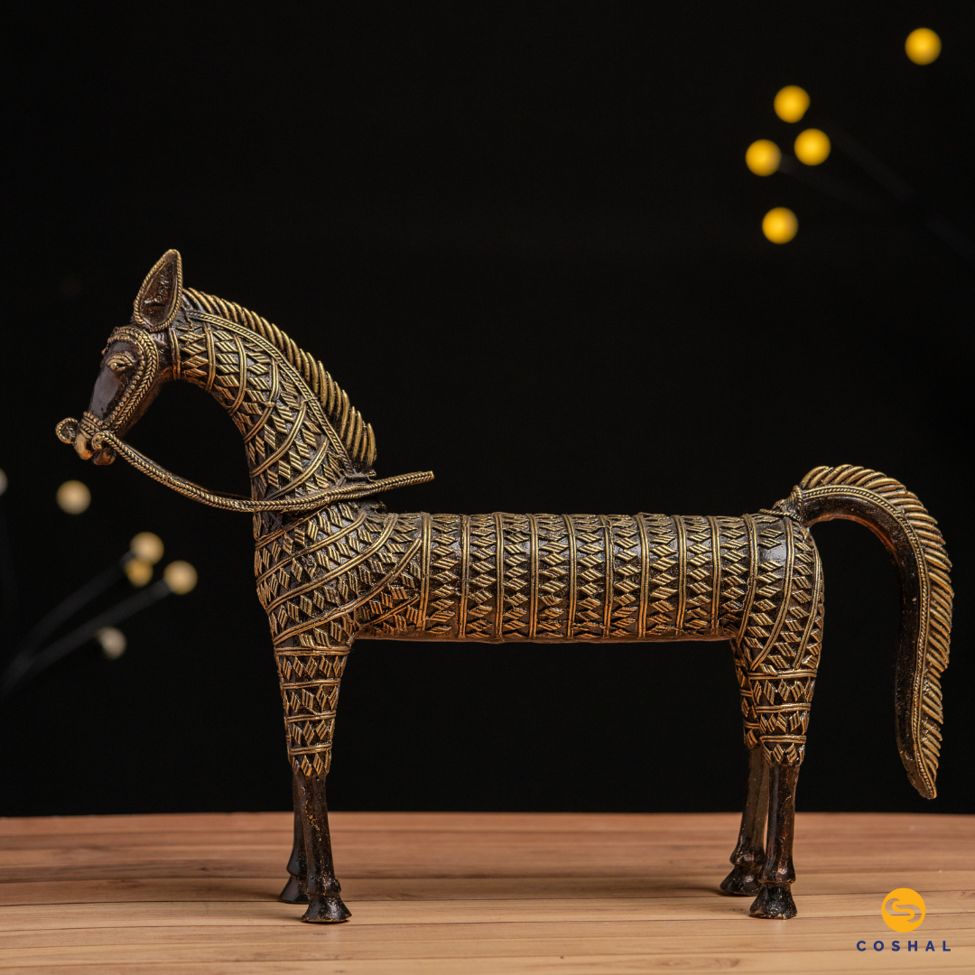 Dhokra Handmade Brass Horse  | Coshal | CD89