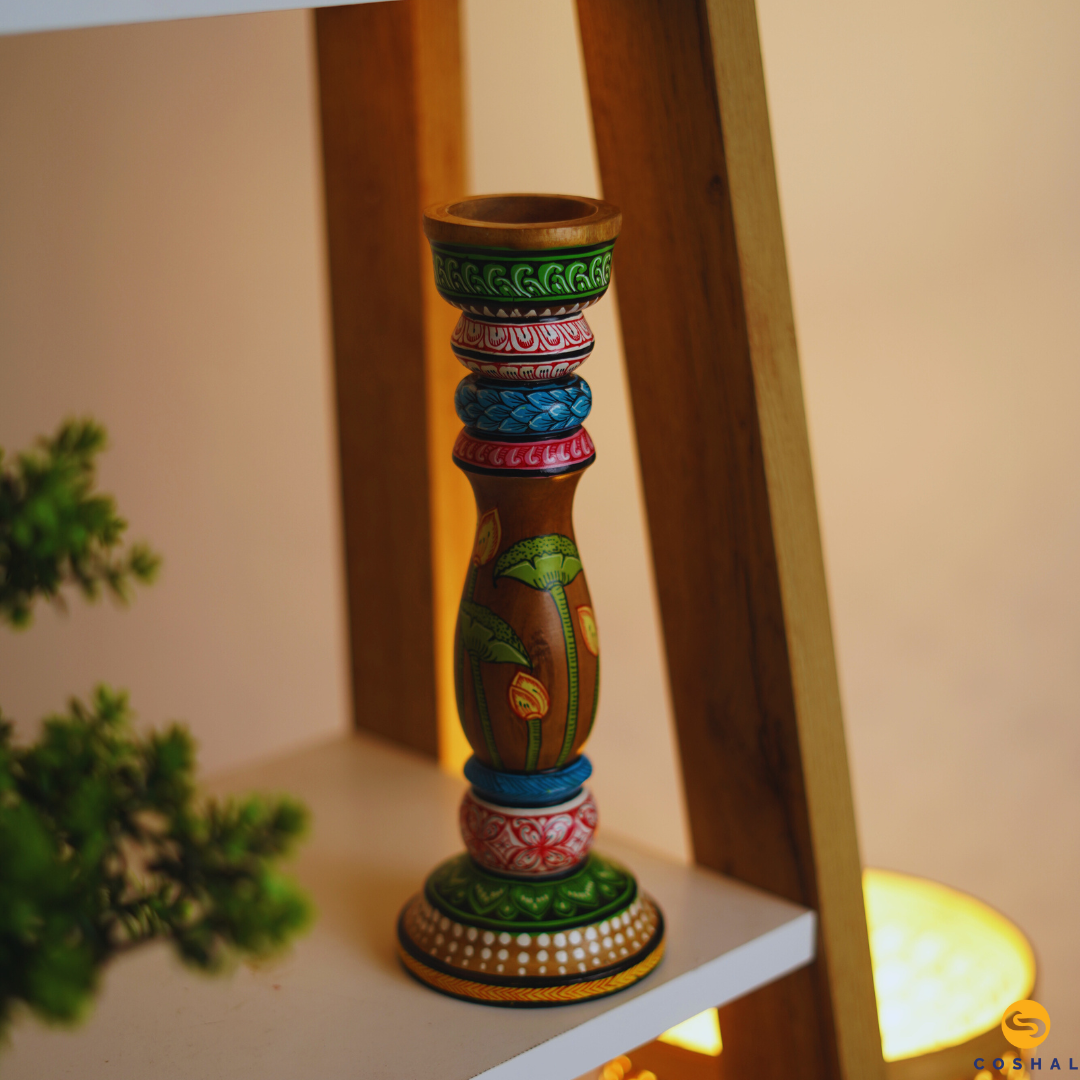 Hand Painted Candle stand | Odisha Pattachitra Art | Table Decor | Coshal | OD61 2