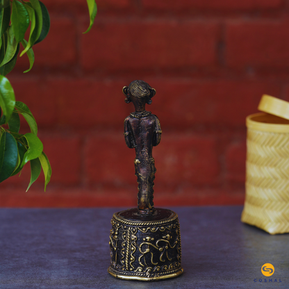Handmade Brass Tribal Figurine | Bastar Dhokra Art | Decorative Showpiece | Coshal | CD55 3