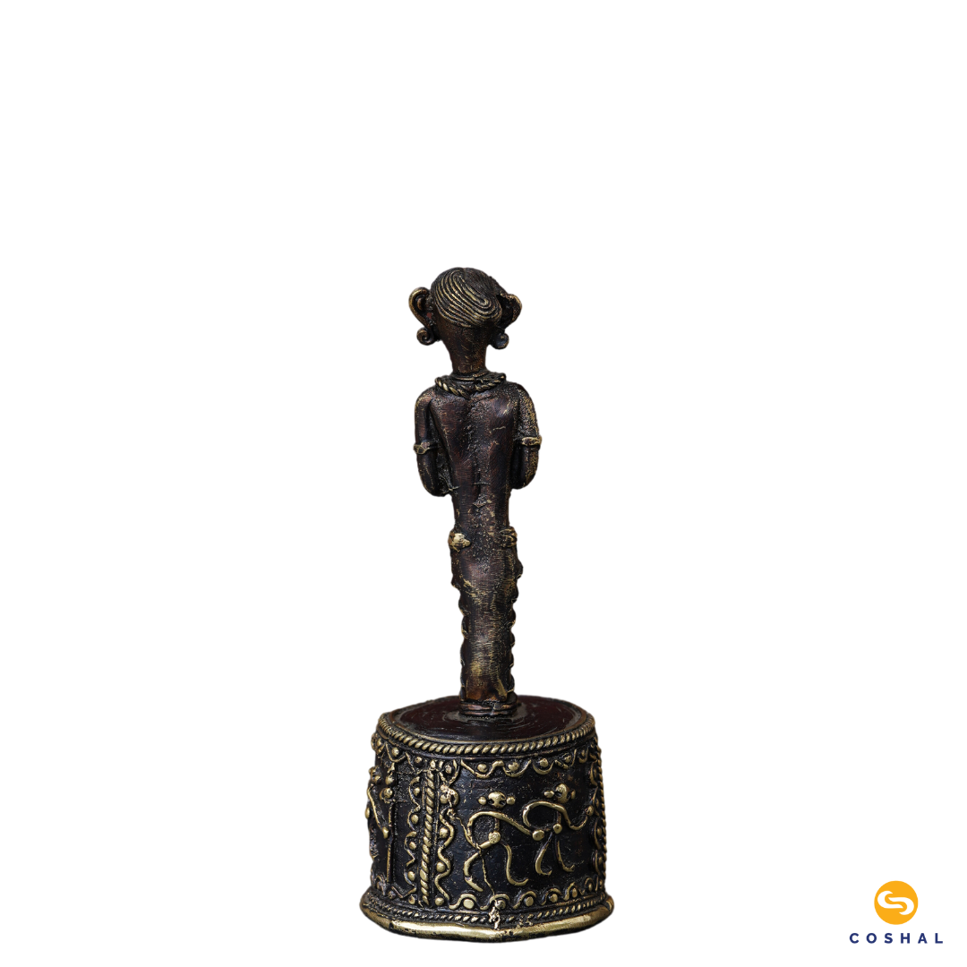 Handmade Brass Tribal Figurine | Bastar Dhokra Art | Decorative Showpiece | Coshal | CD55 6