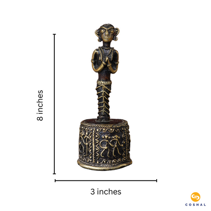 Handmade Brass Tribal Figurine | Bastar Dhokra Art | Decorative Showpiece | Coshal | CD55 7