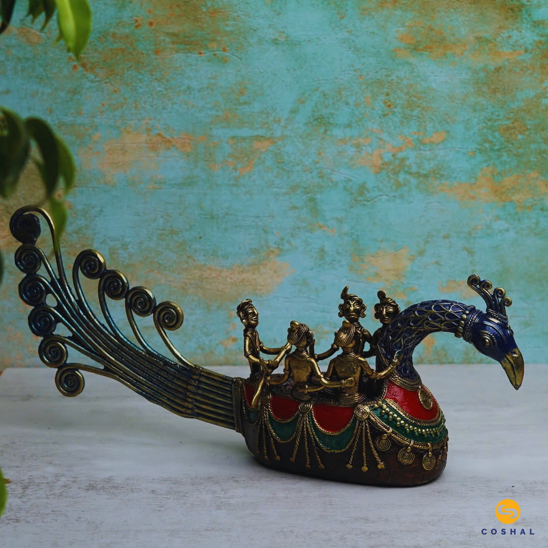 Handmade Dhokra Peacock Boat | Best for table decor | Bastar Dhokra Art | Coshal | CD63 2