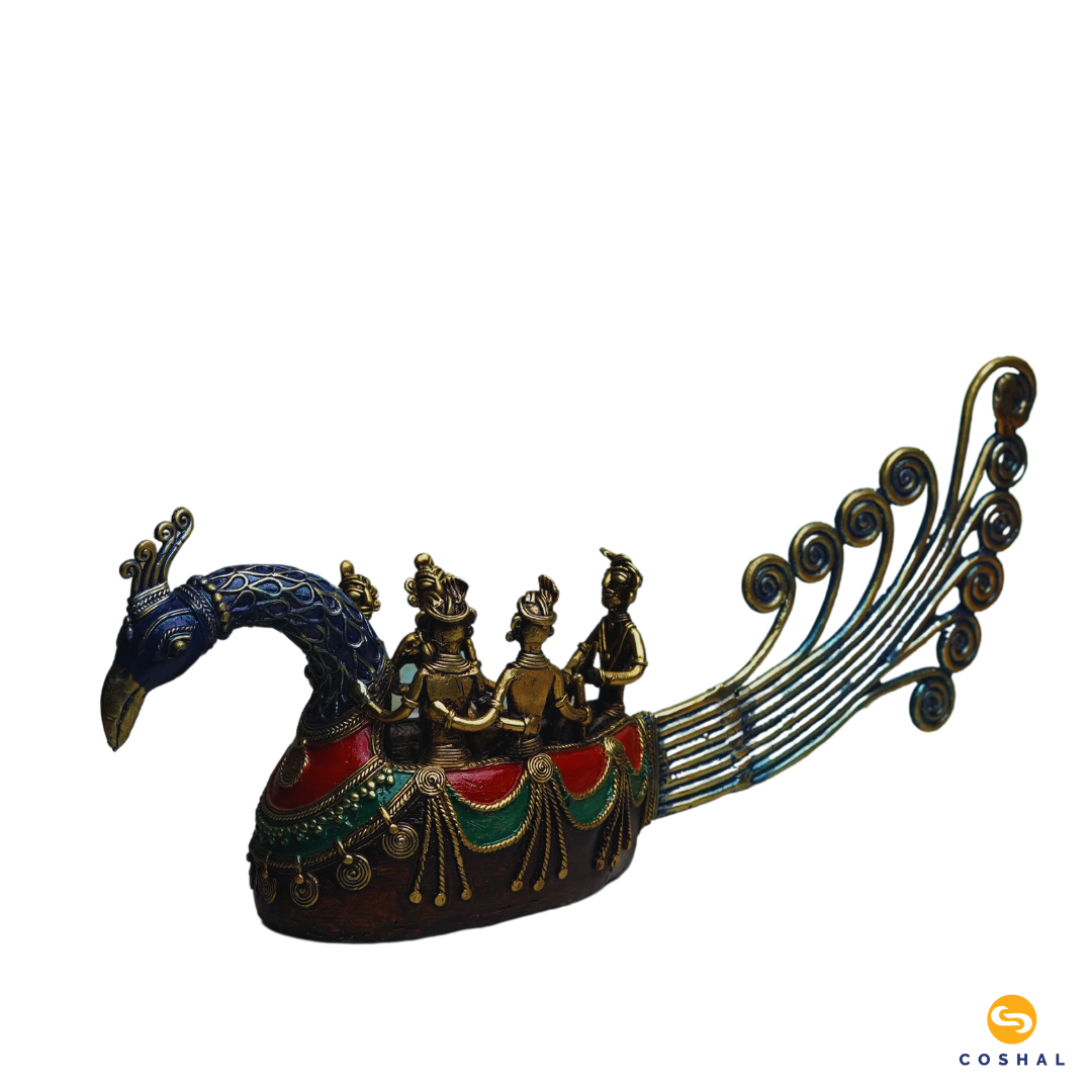 Handmade Dhokra Peacock Boat | Best for table decor | Bastar Dhokra Art | Coshal | CD63 3