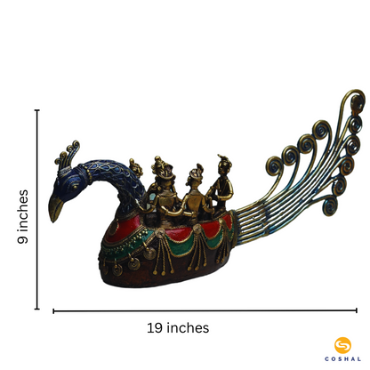 Handmade Dhokra Peacock Boat | Best for table decor | Bastar Dhokra Art | Coshal | CD63 5