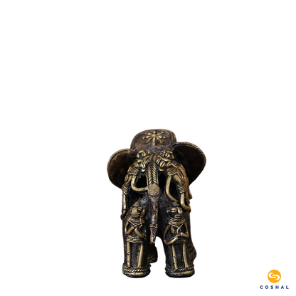 Handmade Indian Brass Elephant | Decorative Brass Showpiece | Bastar Dhokra Art | Coshal | CD52 6