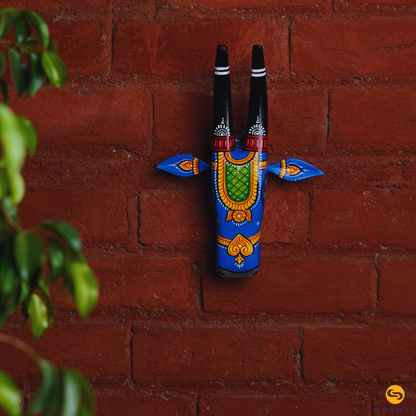 Handpainted Wooden Cowhead Blue 11 inches | Pattachitra Art | Best for wall decor | Coshal | OD02 2