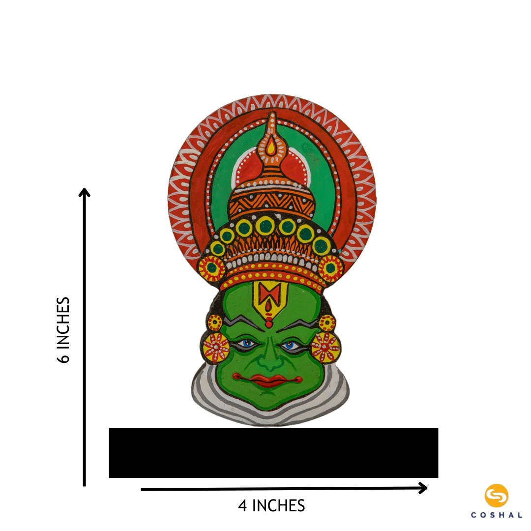 Kathakali Hand-Painted Tabletop | Artistic Table Decor for Home and Office Inspired Art from Kerela | Coshal | S20