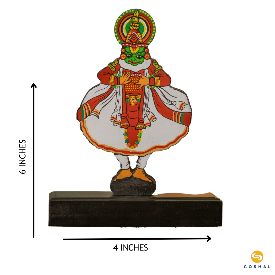 Kathakali Hand-Painted Tabletop | Artistic Table Decor for Home and Office Inspired Art from Kerela | Coshal | S18