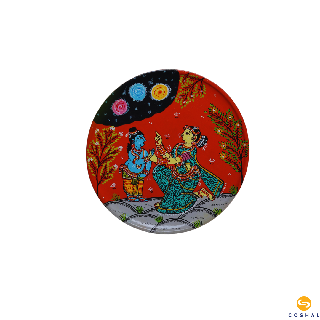 Krishna Yashoda Wall Plate | Traditional Handpainted Pattachitra Wall Decor | Coshal | OD21 3