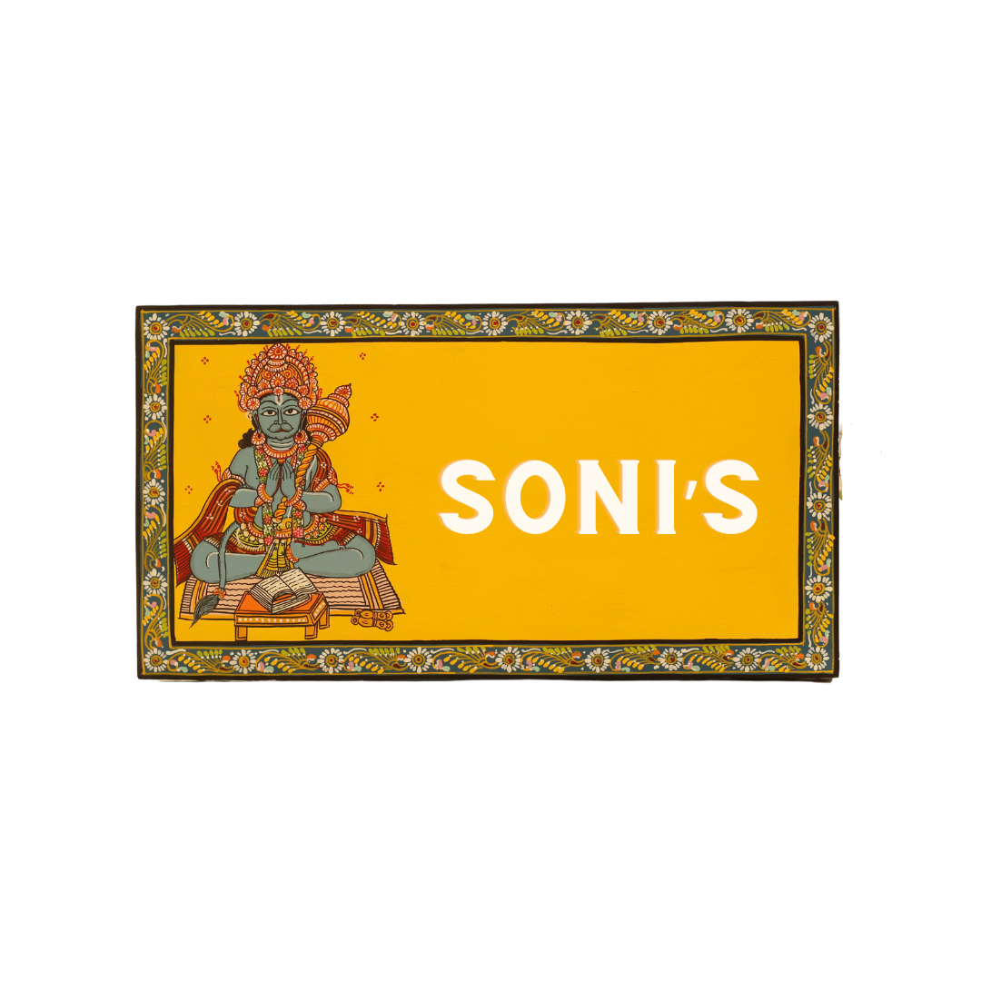 Lord Hanuman Handpainted Pattachitra Customized Wooden Nameplates | NM08 3