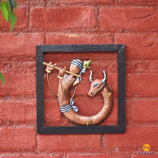 Lord Krishna Wall Frame | Wrought Iron Decor for Homes | Handmade Decorative Wall Hanging | WD2