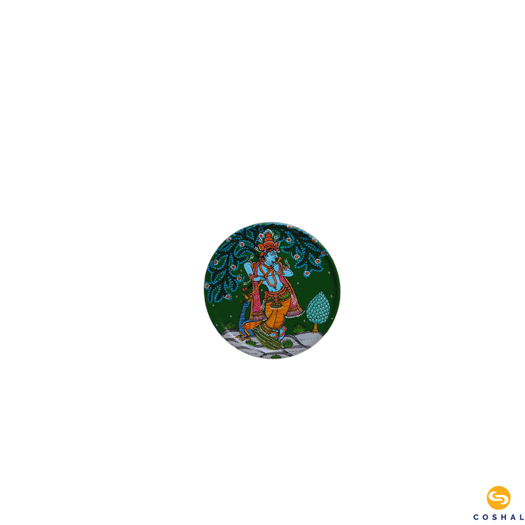Lord Krishna Wooden Wall Plate | Handpainted Pattachitra Art | Wall Decor | Coshal | OD54 4