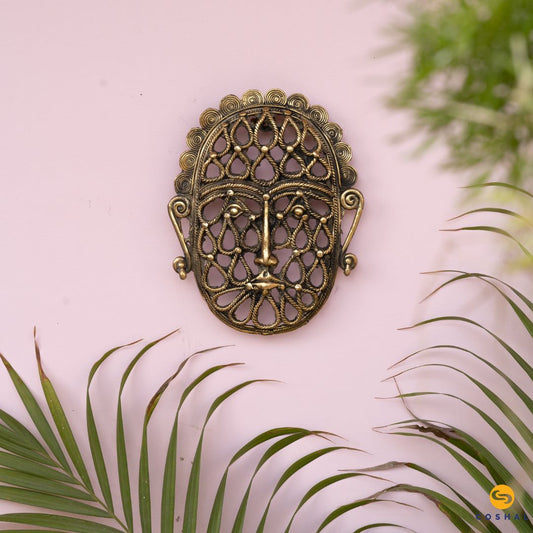 Metal Mask | Dhokra Brass Decor | Wall hanging Statue and Sculptures | Best for wall hanging | Coshal | CD18 1