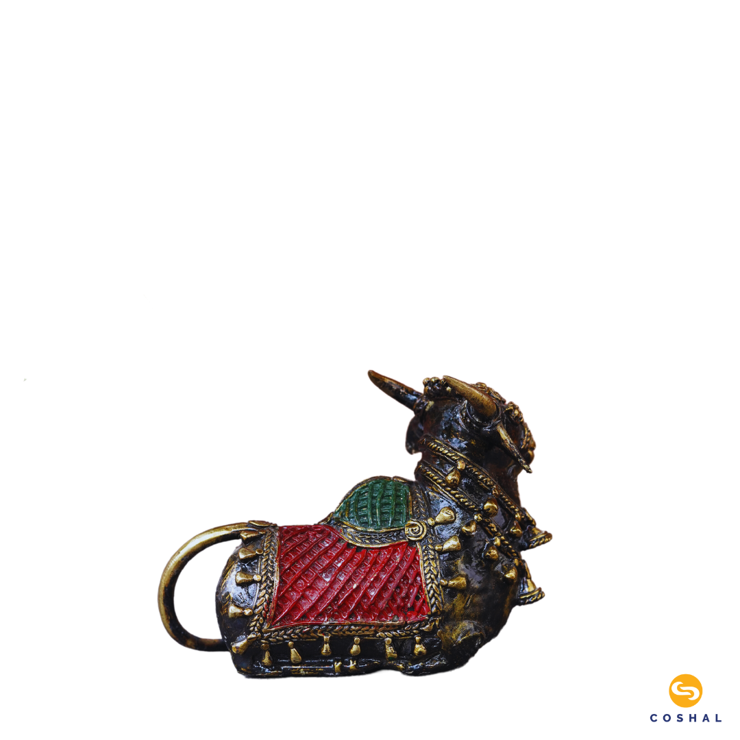 Nandi Bull | Dhokra auspicious Art | Best for Table Tops |  Bastar Dhokra Art | Room Decor | Coshal | CD28 7