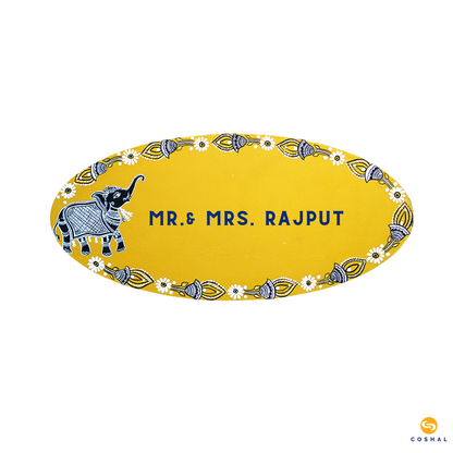 Madhubani Personalized Wooden Name plates | Oval Shaped |  Coshal | NM38