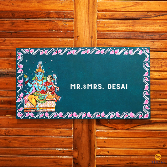 Pattachitra  Personalized Wooden Name plates | Square Shaped | Coshal | NM41