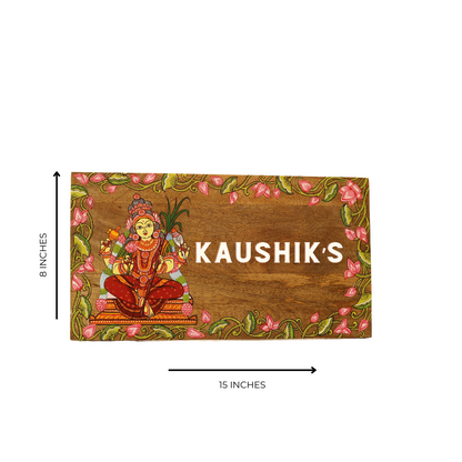 Pattachitra Godess Shree Lakshmi House and Office Door Personalized Wooden Name plates | NM14 3
