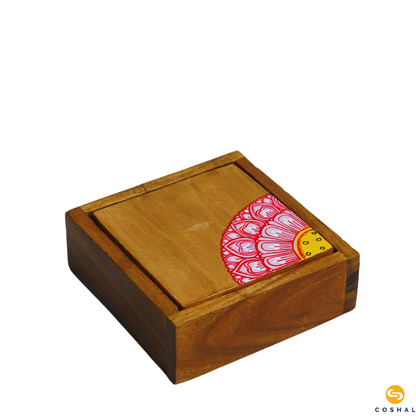 Pattachitra Handcrafted Square Coaster set | Best for table decor | Coshal | OD24 4