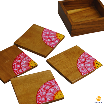 Pattachitra Handcrafted Square Coaster set | Best for table decor | Coshal | OD24 5