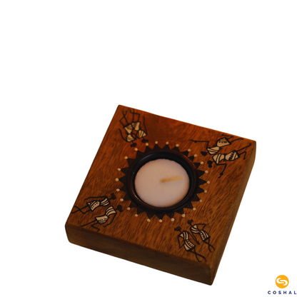 Pattachitra Handpainted Wooden Tea-light Holder | Table Decor | Coshal | OD66 4
