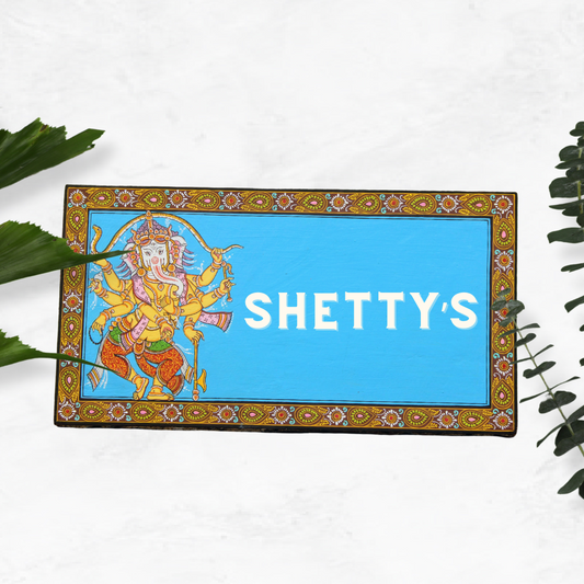 Pattachitra Lord Shree Ganesha House and Office Door Personalized Wooden Name plates | NM13 1