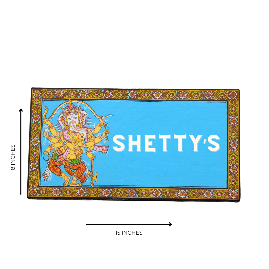 Pattachitra Lord Shree Ganesha House and Office Door Personalized Wooden Name plates | NM13 3