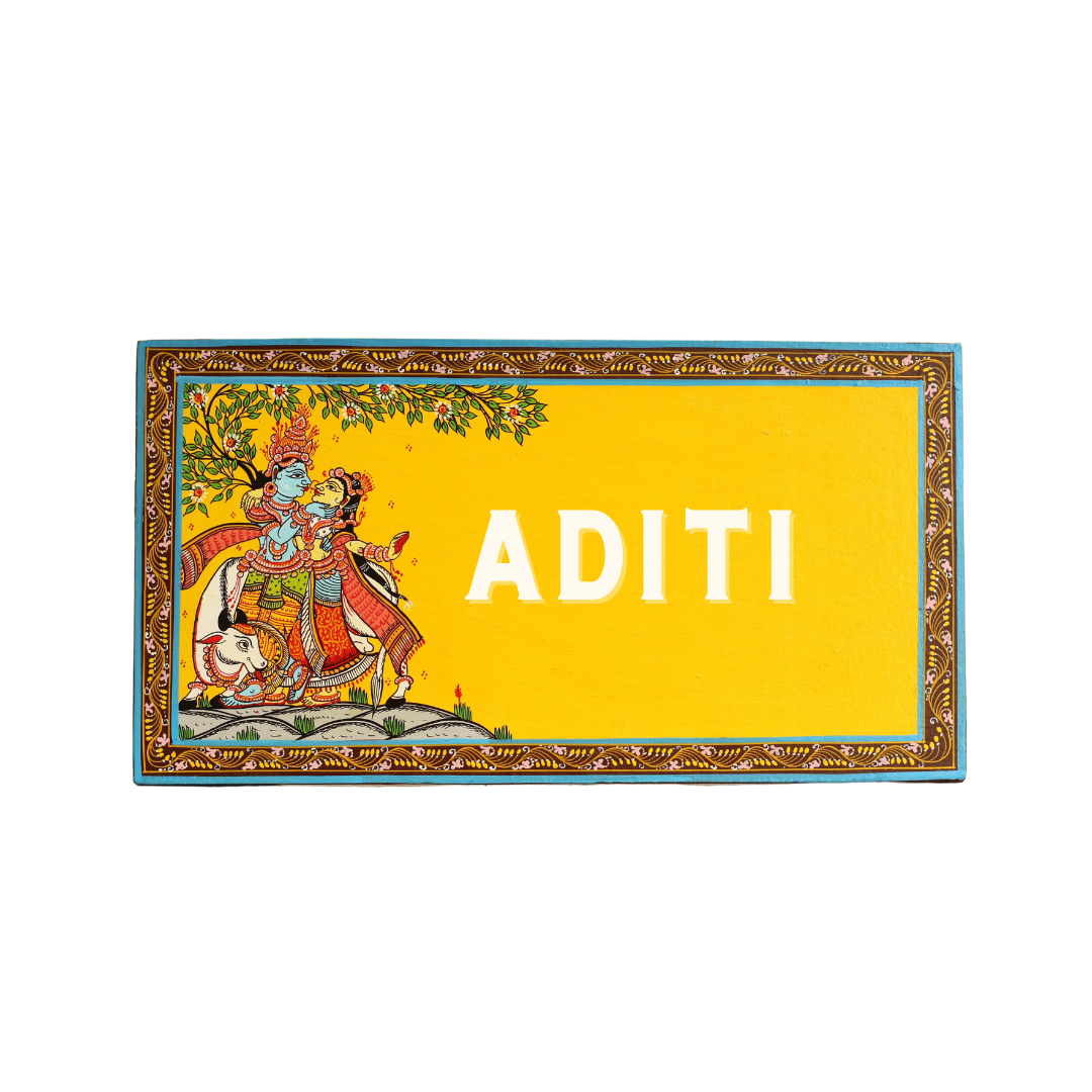 Pattachitra RadhaKrishna Personalized House and Office Door Wooden Name plates | NM35 2