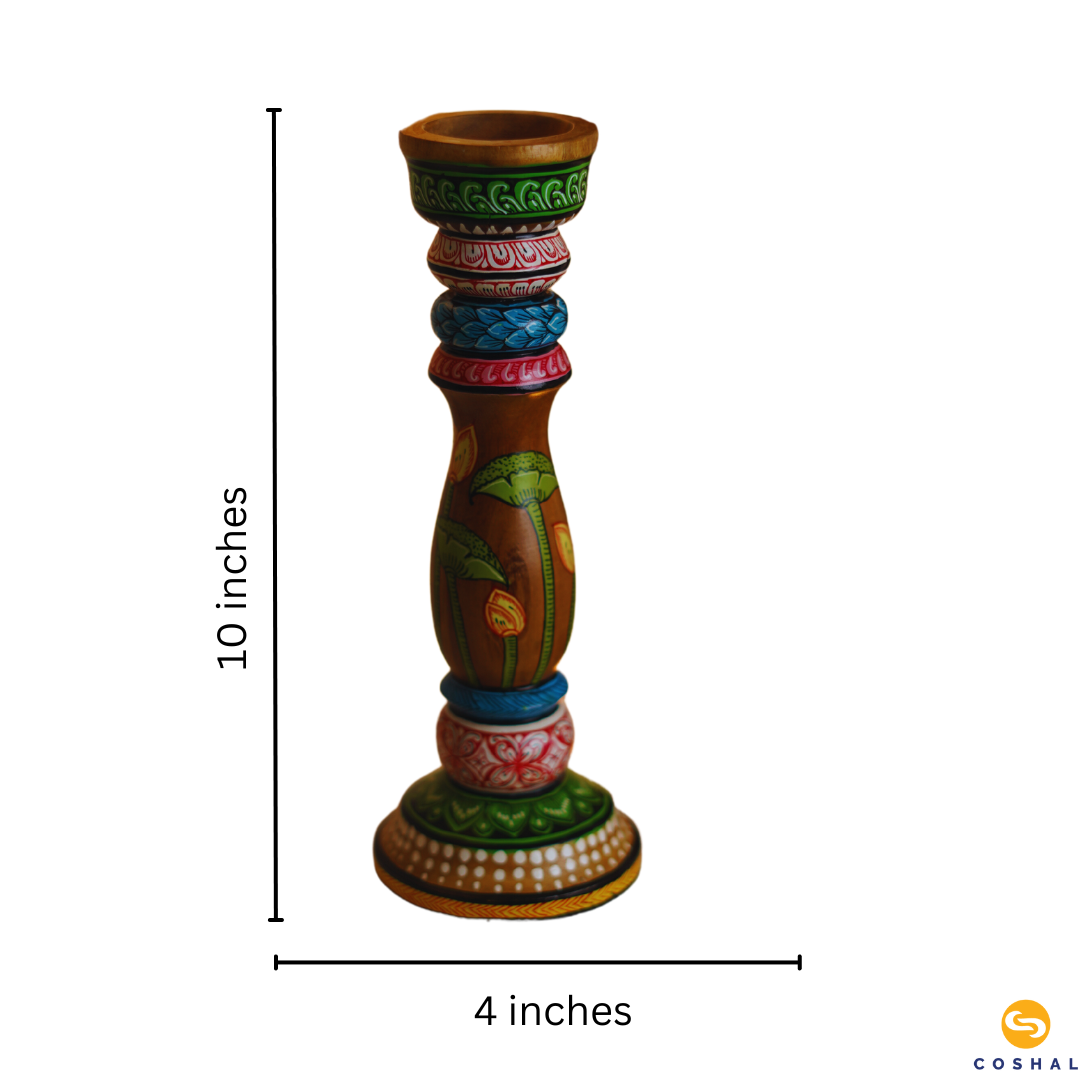 Pattachitra Wooden Candle Holder | Best for table decor | Coshal | OD72 5