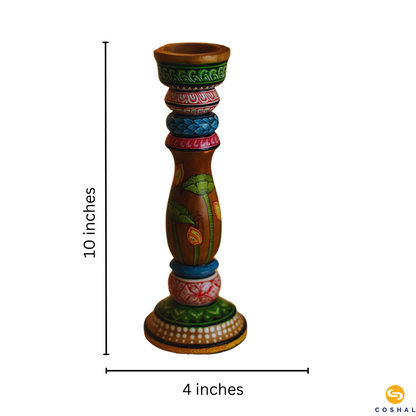 Pattachitra Wooden Candle Holder | Best for table decor | Coshal | OD72 5