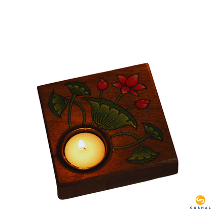 Pattachitra Wooden Handpainted Tea-light Holder | Best for table decor | Coshal | OD65 3
