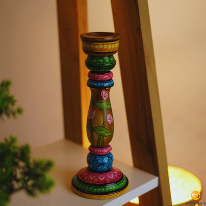 Pattachitra Wooden Round Candle Holder| Best for table decor | Coshal | OD71 2
