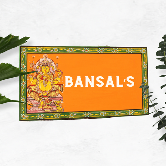 Personalized Lord Ganesha Wooden Pattachitra Name plates | NM23 1