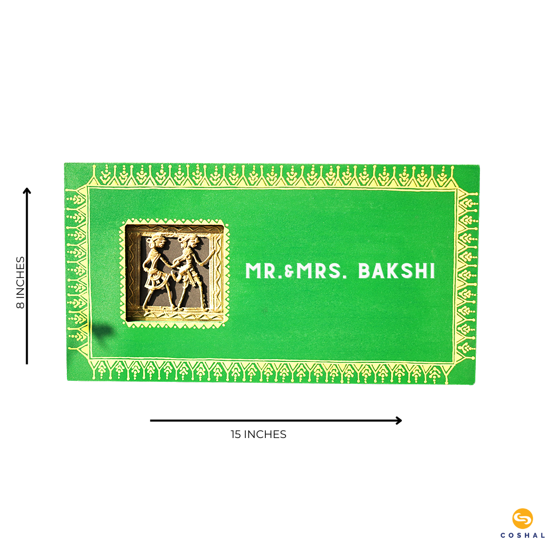 Personalized Wooden Dhokra Jali  Name plates | Square Shaped | Coshal |  NM49