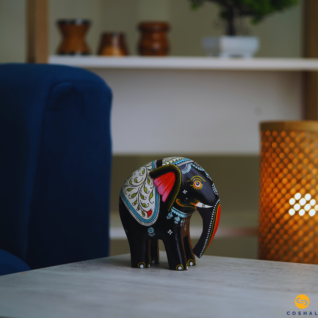 Standing elephant | Handpainted Wooden Pattachitra | Best for table decor | Coshal | OD30 2