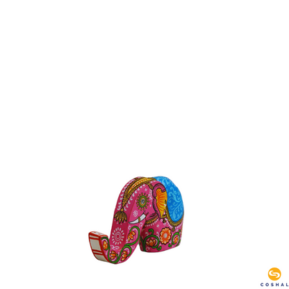 Table Elephant | Pink | Handpainted Wooden Pattachitra Art | Table Decor | Coshal | OD44 5