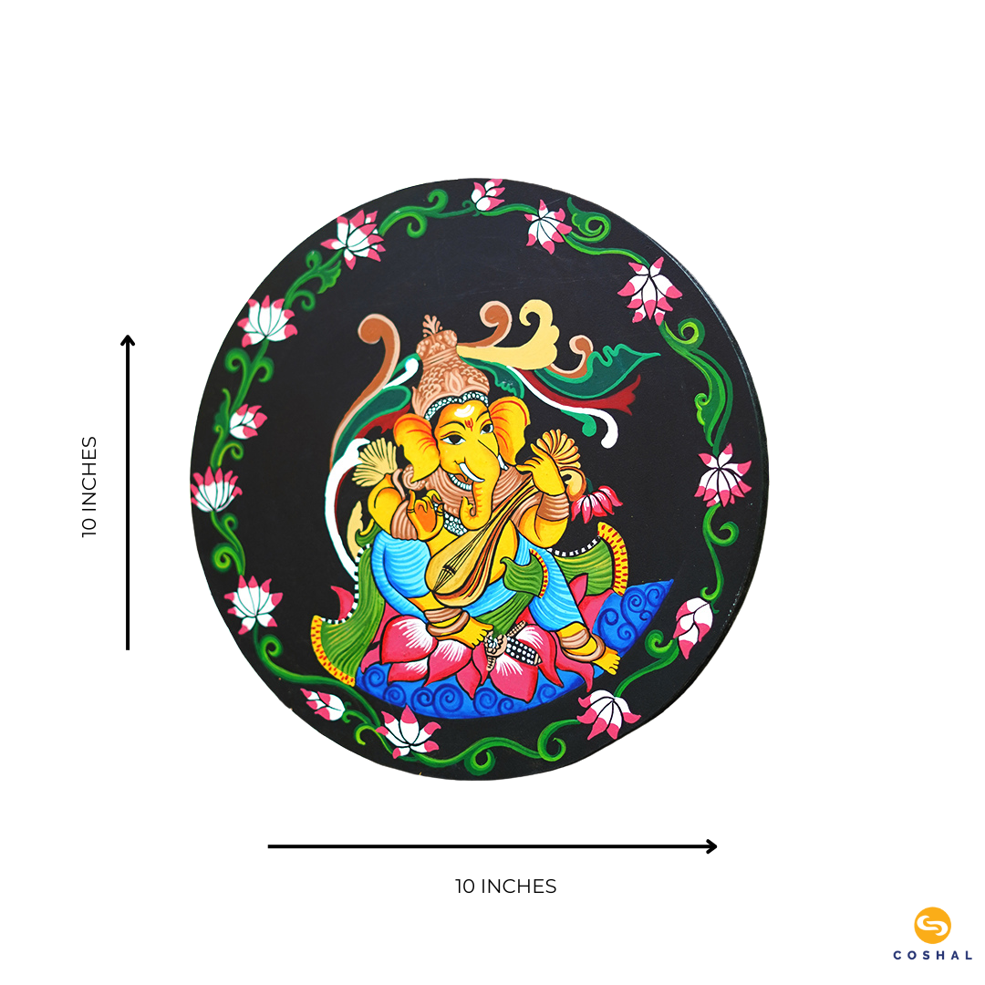 Handpainted Lord Ganesh Wall Plates | Pattachitra | Best for wall decor | Coshal | WD18