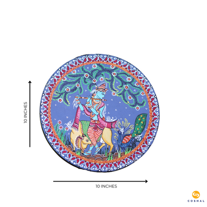 Krishna With Cow Wall Plates | Pattachitra | Best for wall decor | Coshal | WD22